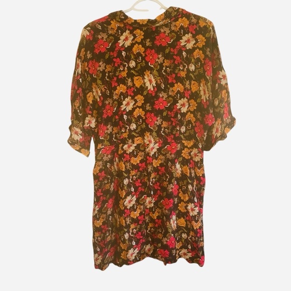 Urban Outfitters Floral Aloha Tie Front Shirt Dress Size Medium - Picture 6 of 14